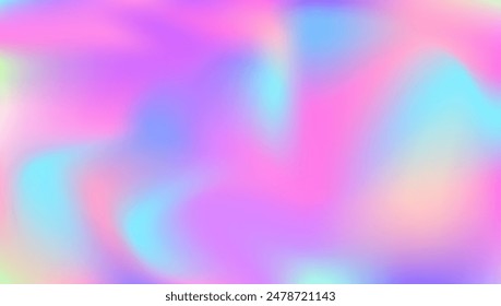 Hologram Gradient. Pink Retro Background. Pop Pattern. Blur Geometric Template. Girlie Flyer. Abstract Texture. Bright Card. Iridescent Texture. Blue Hologram Gradient