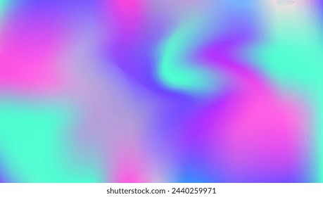 Hologramm-Farbverlauf. Retro-Effekt. Regenbogenfolie. Irisierender Hintergrund. Perlglanztextur. Lila unscharfe Textur. Weiche geometrische Darstellung. In: Unicorn Paper. Violetter Hologrammgradient