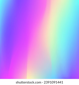 Hologram Gradient. Retro Futuristic Illustration. Neon Banner. Holographic Texture. Hipster Foil. Chrome Fluid. Blue Shiny Background. Pearlescent Texture. Purple Hologram Gradient