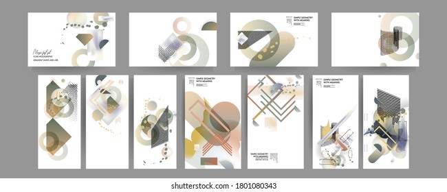 Hologram gradient Set creative backgrounds for social media templates with gradient shapes and foils. Pastel art colors
