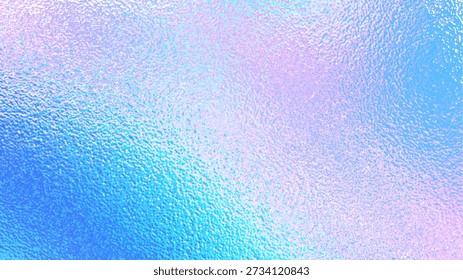 Hologram gradient texture background. Foil paper iridescent effect. Holographic pearl surface. Y2k glitter bg. Rainbow, aurora, nacre pattern. Gradation blue pink grain effect. Vector illustration