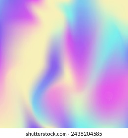 Hologram Gradient. Vintage Flyer. Retro Poster. Pearlescent Texture. Blur Spectrum Template. Liquid Cover. Violet Neon Background. Iridescent Texture. Pink Hologram Gradient