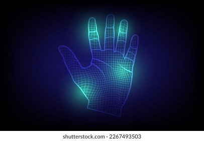Holograma manos y tecnología de círculo en el diseño de fondo de tecnología.Resumen de fondo geométrico. EP.2.Elements Isolación de ilustraciones vectoriales. Tecnología de comunicación