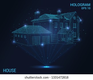 Hologram house. Digital and technological house. Futuristic house design