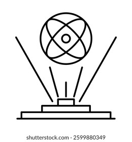 Hologram Icon – Projection Representing 3D Imaging and Virtual Visualization Technologies. Vector Editable Stroke