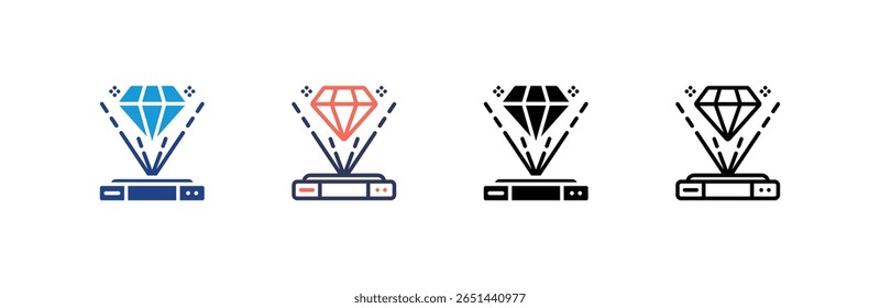 Hologram icon set multiple style collection