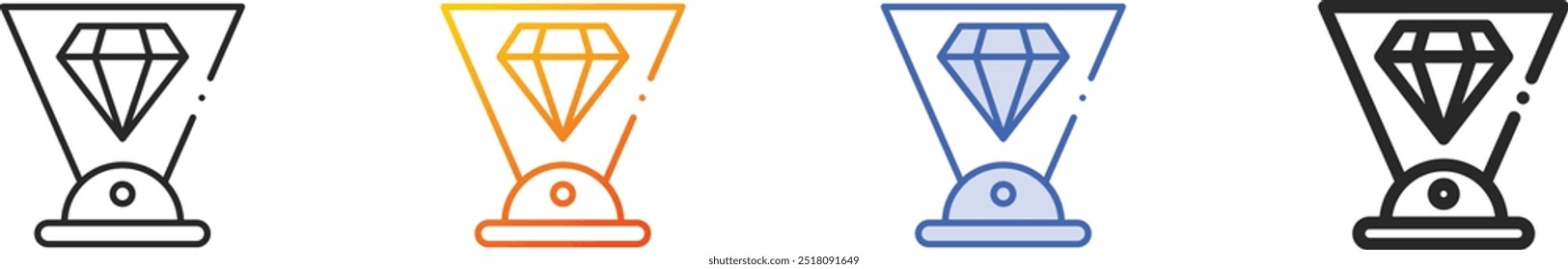 hologram icon.Thin Linear, Gradient, Blue Stroke and bold Style Design Isolated On White Background