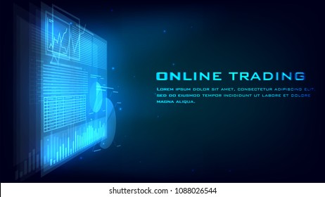 Hologram infographic, online trade, e-commerce, user interface, internet