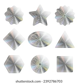 Hologram label icon set. Product certification symbol. Realistic shapes for award design, sticker label design. Original official guarantee design. Vector illustration