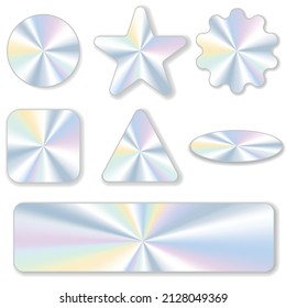 Hologram Label Set Isolate Vector Hologram Sticker