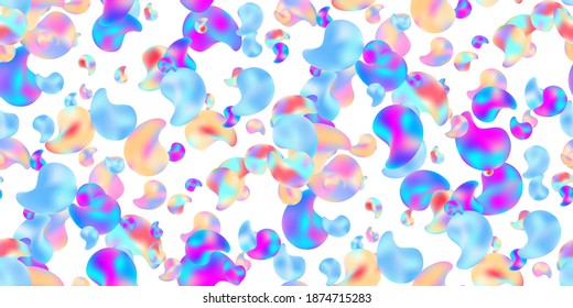 Plástico líquido holograma. Patrón sin brillo gradiente gráfico moderno ameba en estilo líquido. Blob irlandés futurista. Plantilla para el diseño moderno de carteles, tejidos, materiales de embalaje. Vector