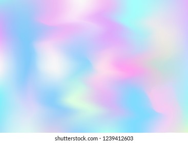 Hologram Magic Dreamy Vector Background. Gradient Design, Holographic Rainbow Girlie Iridescent Waves Wallpaper. Neon Hologram, Fairy, Magic Pearlescent Banner. Glam Contrast Hipster Texture
