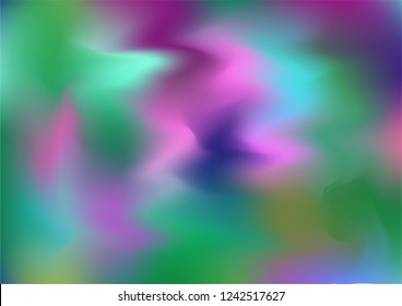 Hologram Magic Dreamy Vector Background. Simple Holographic Rainbow Girlie Iridescent Gradient, Fluid Wallpaper. Hologram, Unicorn, Magic Neon Pearlescent Banner. Glam Contrast Landing Page