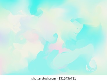 Hologram Magic Dreamy Vector Background. Rainbow Holographic Gradient Overlay, Trendy Iridescent Girlie Wallpaper. Neon Hologram, Fairy, Magic Pearlescent Banner. Modern Tech Music Sound