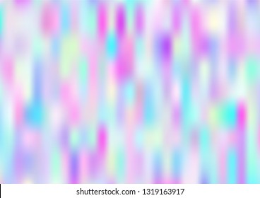 Hologram Magic Dreamy Vector Background. Holographic Rainbow Gradient Overlay, Modern Girlie Iridescent Wallpaper. Bright Pearlescent Hologram Fairy, Organic Banner. Contrast Glitch Music Texture