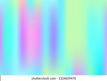 Hologram Magic Dreamy Vector Background. Simple Holographic Rainbow Girlie Iridescent Gradient, Fluid Wallpaper. Bright Hologram, Fairy, Neon Pearlescent Banner. Glam Contrast Hipster Texture