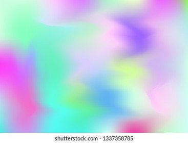 Hologram Magic Dreamy Vector Background. Gradient Design, Holographic Rainbow Girlie Iridescent Waves Wallpaper. Neon Hologram, Fairy, Magic Pearlescent Banner. Glam Contrast Hipster Texture
