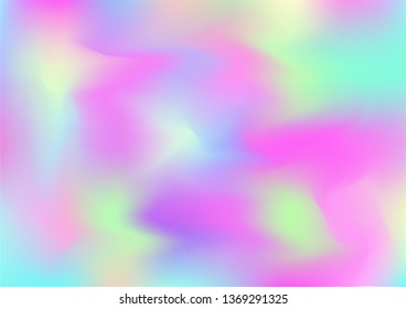 Hologram Magic Dreamy Vector Background. Simple Holographic Rainbow Girlie Iridescent Gradient, Fluid Wallpaper. Neon Hologram, Fairy, Magic Pearlescent Banner. Contrast Glitch Music Texture