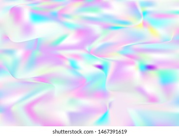 Hologram Magic Dreamy Vector Background. Simple Holographic Rainbow Gradient, Girlie Iridescent Print Wallpaper. Hologram, Unicorn, Magic Neon Pearlescent Banner. Glam Contrast Hipster Texture