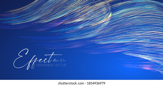Hologram motion striped light effect with fluid color. Abstract shining wave background. Magic screen design.