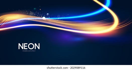 Hologram motion striped light effect with fluid color. Abstract shining wave background. Magic screen design.