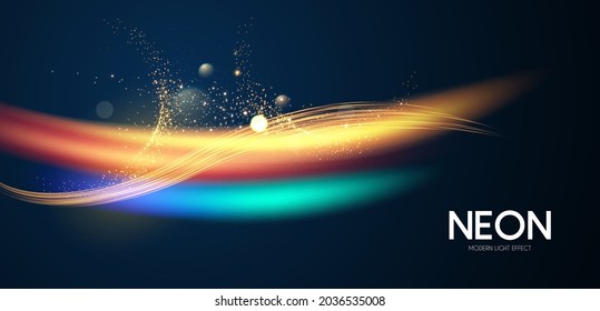 Efecto de la luz de corte del movimiento holograma con color fluido. Resumen de fondo de onda brillante. Diseño de pantalla mágica.