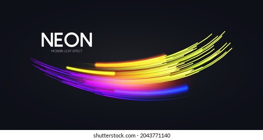Hologram motion striped light effect with fluid color. Abstract shining wave background. Magic screen design.
