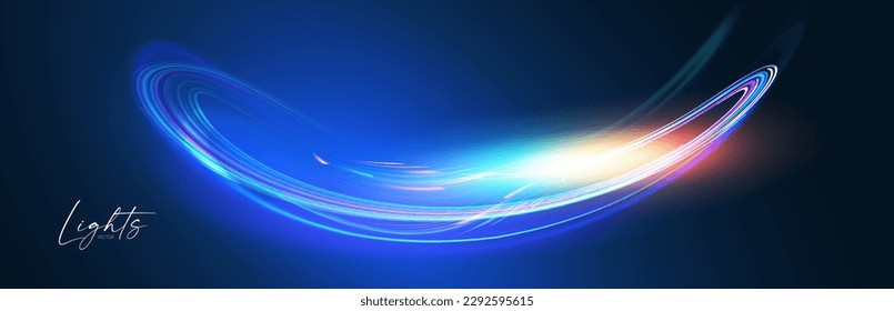 Hologram motion striped light effect with fluid color. Abstract shining wave background. Magic screen design.