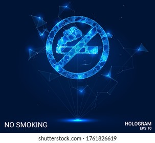 Hologram no Smoking. Do not smoke from polygons, triangles of points and lines. Smoking is prohibited low-poly compound structure. The technology concept.