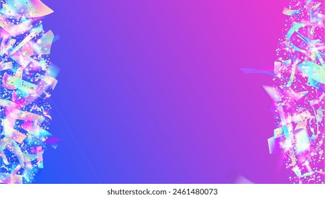 Hologram Paper. Iridescent Effect. Falling Design. Party Sparkle. Cristal Dust. Light Surprise Cristals. Happy Concept. Purple Disco Confetti. Pink Hologram Paper