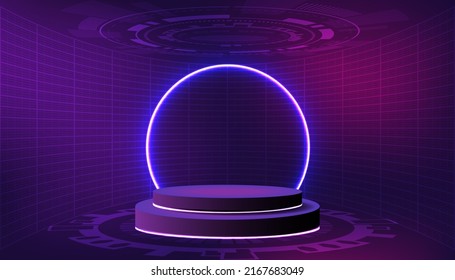 Hologram podium.futuristic Kreis violett Vektor HUD.UI Podium.Modern technology.Gaming.