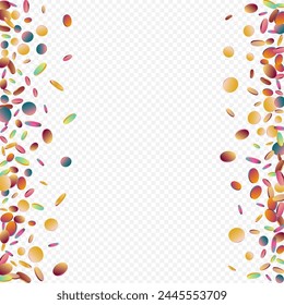 Hologram Polka Festival Transparent Background. Magic Flying Rain Illustration. Transparent Postcard. Multicolored Effect Pattern.