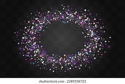 Hologram Polka Invitation Vector Transparent Background. Unicorn Celebrate Round Postcard. Iridescent Pattern. Magic Top Card.