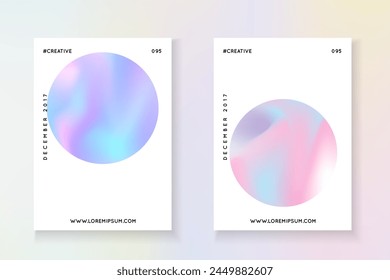 Hologram Presentation. Color Foil. Iridescent Poster. Purple Rainbow Label. Colorful 90s Template. Modern Vector. Plastic Banner. Pink Hologram Presentation