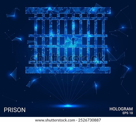 Hologram prison. Prison made of polygons, triangles, dots, and lines. Low-poly prison structure of connections. Technology concept vector.