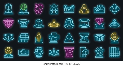 Hologram projection icon. Outline hologram projection vector icon neon color on black