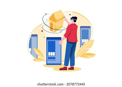 Hologram Projection Illustration concept. Flat illustration isolated on white background.