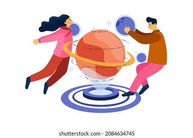 Hologram Projection Illustration concept. Flat illustration isolated on white background