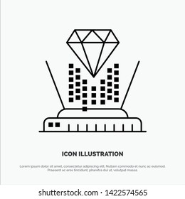 Hologram, Projection, Technology, Diamond Line Icon Vector