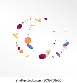 Hologram Rain Abstract Grey Background. Multicolored Christmas Dot Illustration. Fun Card. Magic Celebration Design.