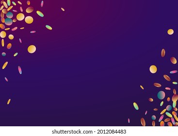 Hologram Rain Abstract Purple Background. Magic Top Dot Pattern. Fun Texture. Holographic Flying Design.