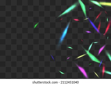 Hologram Reflection Vector Transparent Background. Neon Spectrum Falling Design. Iridescent Refraction Isolated Illustration. Light Digital Flash Texture.