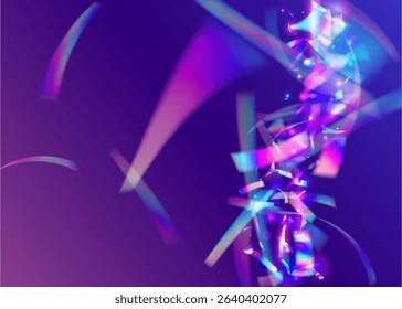 Hologram Ribbon. Isolated Paper. Anniversary Burst. Carnival Effect. Foil Concept. Pink Happy Background. Digital Banner. Light Iridescent Explosion. Blue Hologram Ribbon