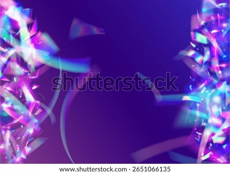 Hologram Ribbon. Rainbow Design. Explosion Background. Carnaval Glitter. Blue Happy Effect. Isolated Paper. Light Gradient. Glare Christmas Serpentine. Purple Hologram Ribbon