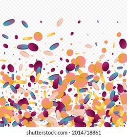 Hologram Round Effect Transparent Background. Rainbow Vector Dot Backdrop. Independence Background. Magic Fun Invitation.