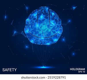Hologram safety. Safety made of polygons, triangles, dots, and lines. Low-poly safety structure of connections. Technology concept vector.
