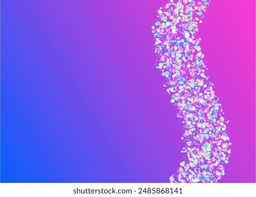 Hologram Serpentine. Neon Sparkle. Purple Laser Confetti. Rainbow Tinsel. Glare Concept. Modern Ribbon. Light Isolated Explosion. Digital Dust. Blue Hologram Serpentine