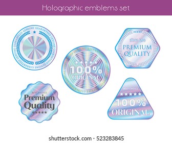 Hologram set shapes illustration sticker quality emblem