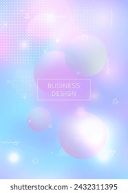 Hologram Shape. Tech Poster. Rainbow Texture. Blue Retro Fluid. Minimal Pattern. Simple Flyer. Science Dots. Shiny Iridescent Backdrop. Purple Hologram Shape