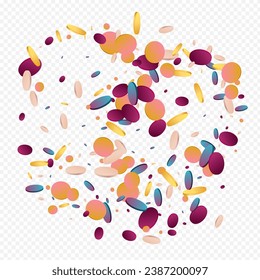 Hologram Shine Happy Transparent Background. Unicorn Carnaval Confetti Backdrop. Flying Invitation. Colorful Christmas Design.